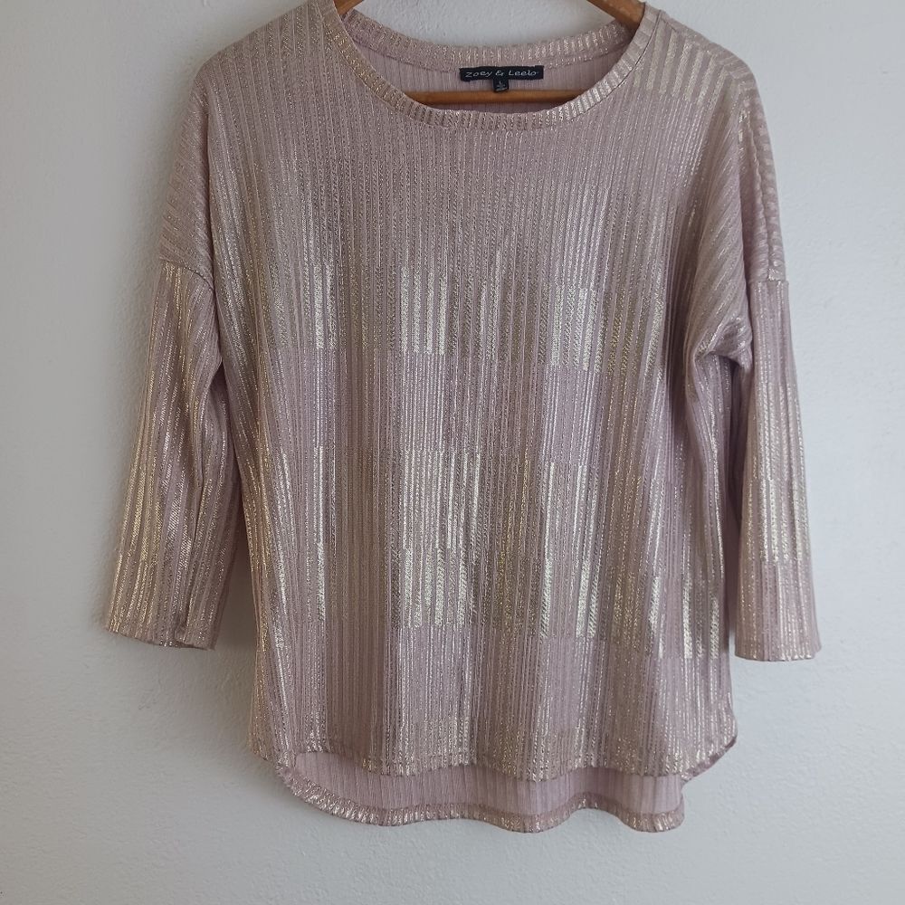 Zoey & Leelo 3/4 sleeve gold blouse zise L